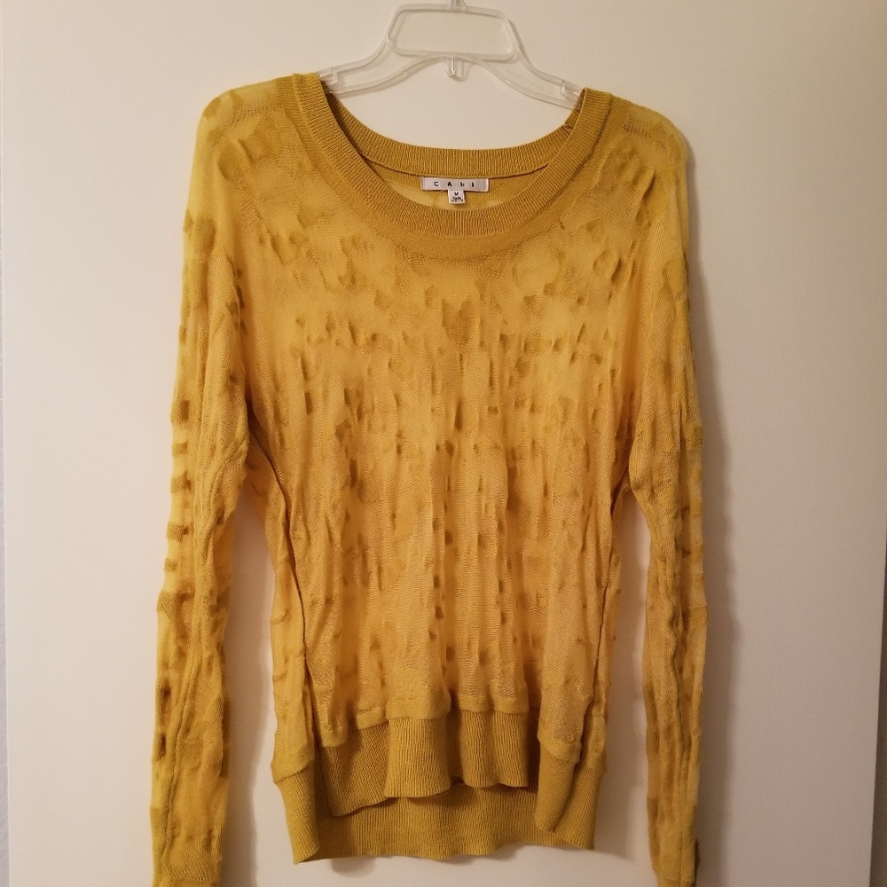 Cabi Ochre burn out long sleeve sweater